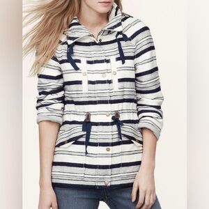 Women’s Ann Taylor Loft Breton Stripe Anorak
Coat Jacket  Blue/Gray/white MP